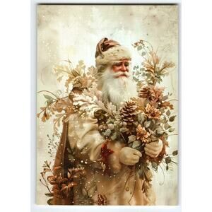 Old World Christmas Lithograph Santa Claus Postcard 5.5x4 Inches